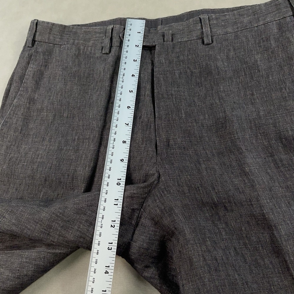 Ermenegildo Zegna Pants Mens 34x32 Gray 100% Linen Straight Leg Dress Business - Picture 10 of 15